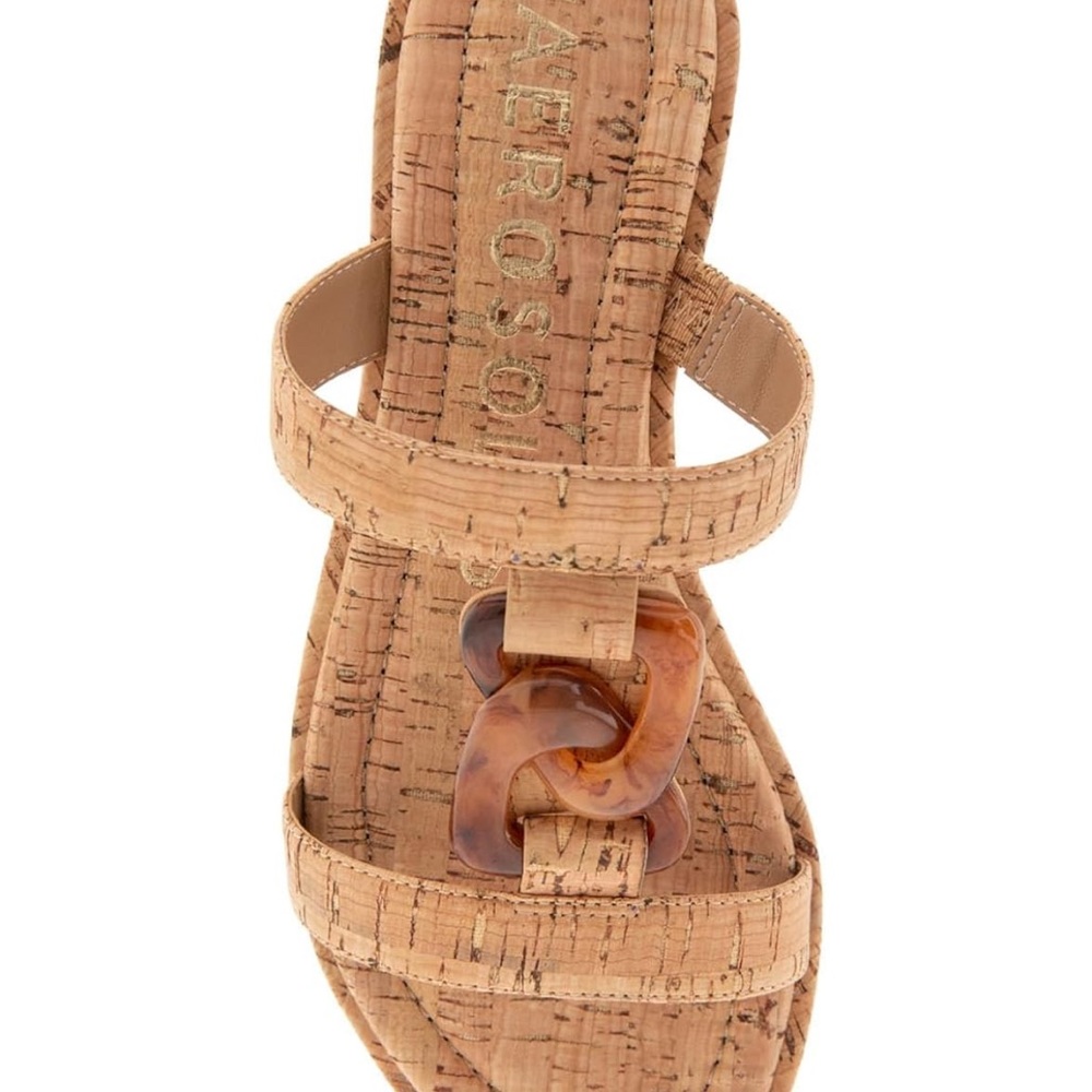 AEROSOLES Geraldine Women's Cork Sandals with Tan Accents Sz 6.5 **NEW**